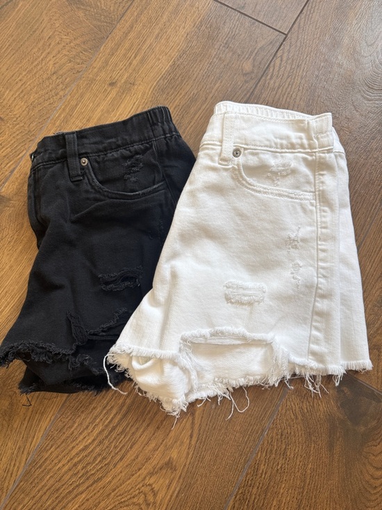 aerie Pants - Aerie Women’s Distressed Frayed Hem Shorts - Black and White Size- Small